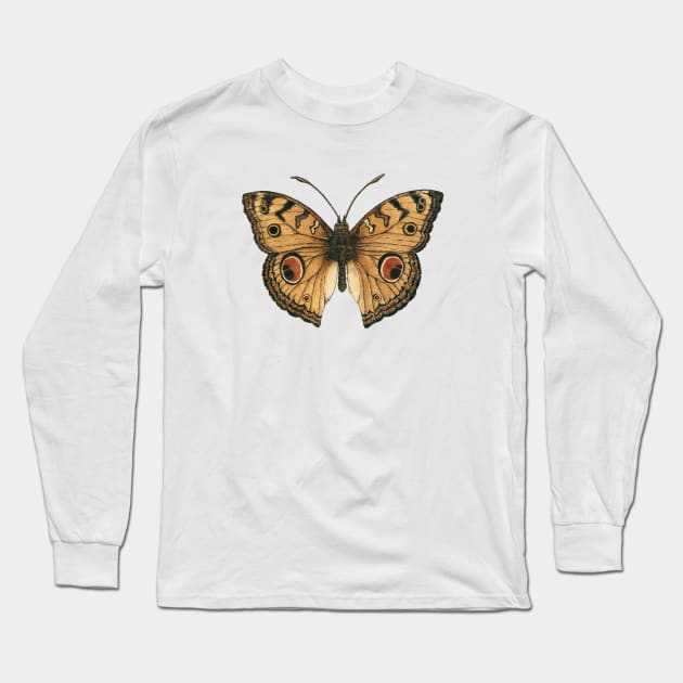 Peacock pansy butterfly Long Sleeve T-Shirt by katerinamk